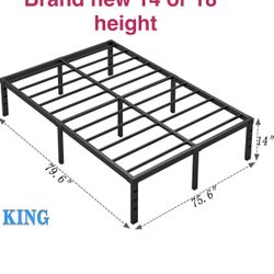 King Size Metal Bed Frame with Storage Space, 14 or 18 Inch Height, Boulder/Russell Area