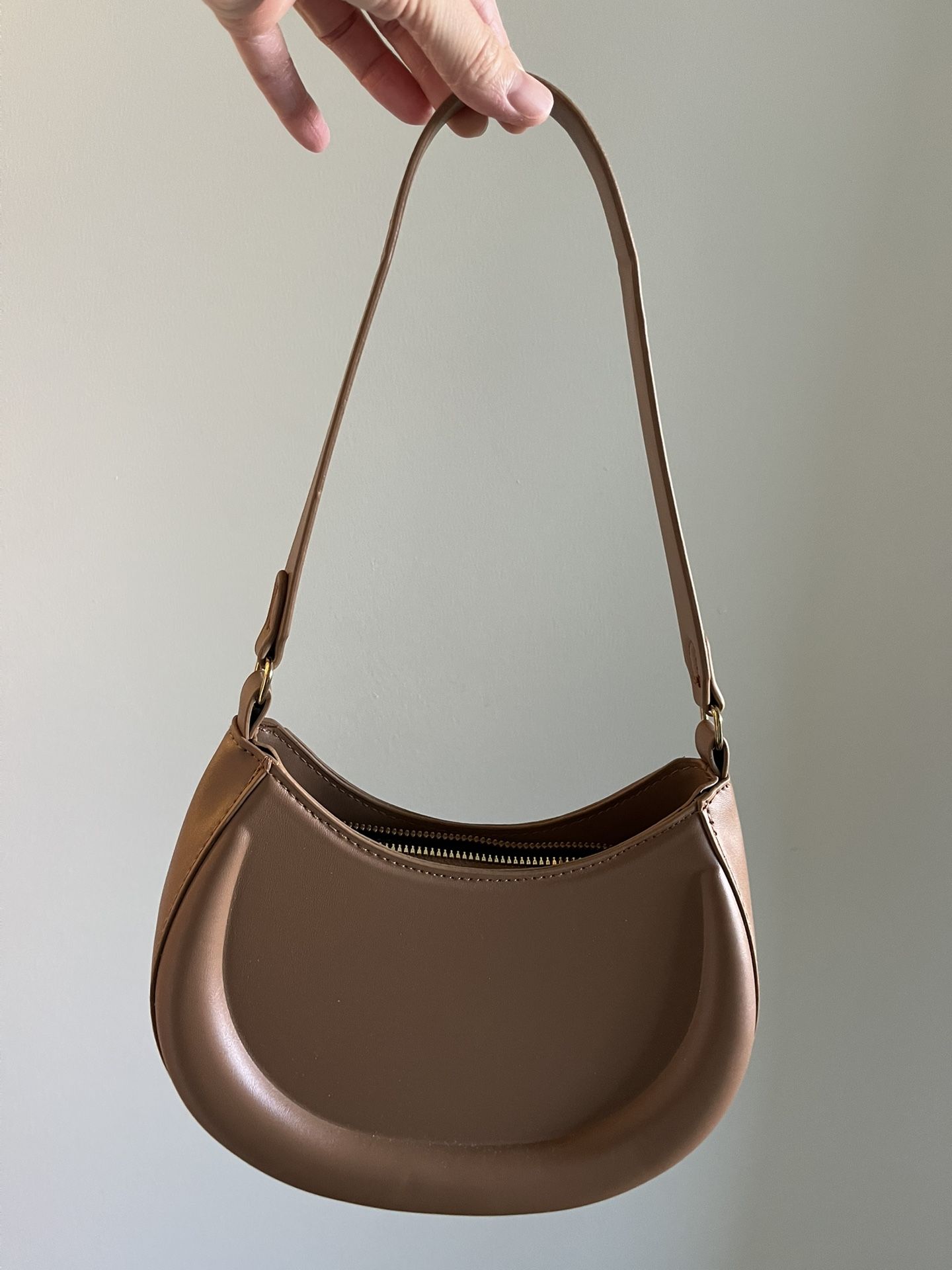 Brand New - Trendy Crescent Purse Light Brown