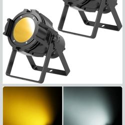 2 Pack Spotlights COB 80W Stage Light Par Lights Party Warm&Cold White Professional DMX Spotlights Portable Metal Housing Strobe Light Bright 