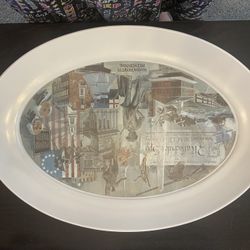 Vintage Bicentennial Brookpark Large Melamine Platter 1976 Fourth of July serving platter or Massachusetts Bicentennial Serving Platter.   I ha