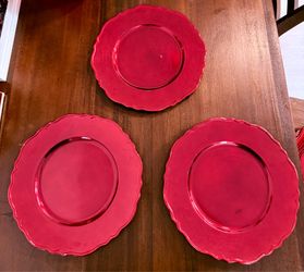 Decorative Red Charger Plates – 7 Total Plates – $20 OBO