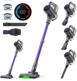 Cordless Vacuum Cleaner, 40KPA/35Mins, Green LED Light, Lightweight Stick Vacuum Self-Standing