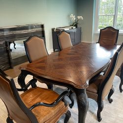 Drexel Heritage Dining Table + 10 Chairs- Seats 10, 87” - 131”