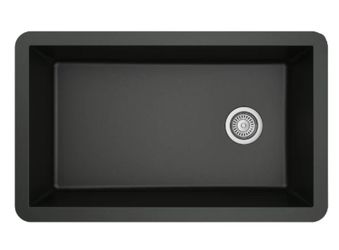 31.6" Undermount Large Single Bowl Quartz Composite Kitchen Sink In Black