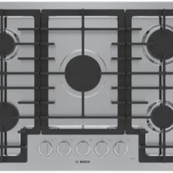  Bosch 500 Series 30 in. Gas Cooktop in Stainless Steel with 5-Burners including 16,000 BTU Burner
