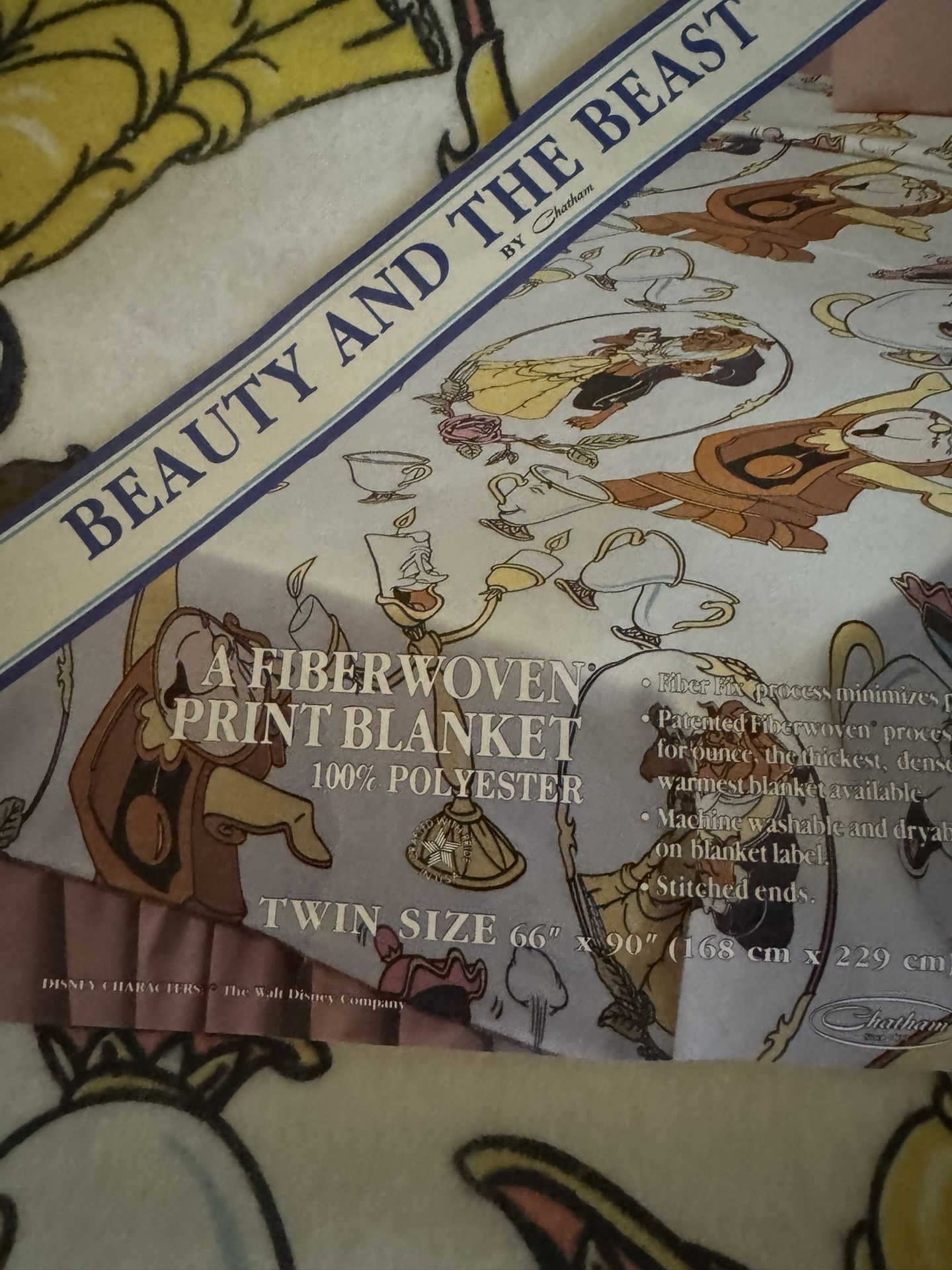 Disney Beauty And The Beast Vintage Twin Blanket