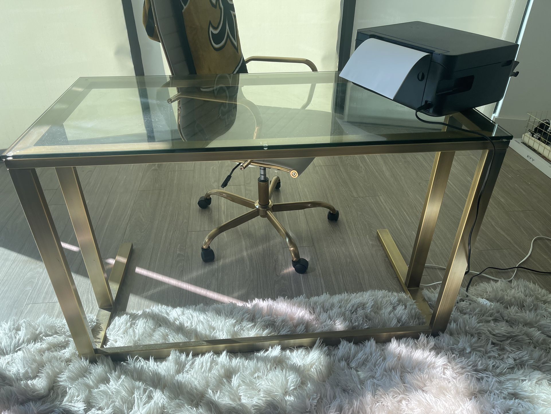 Gold Desk With Chair