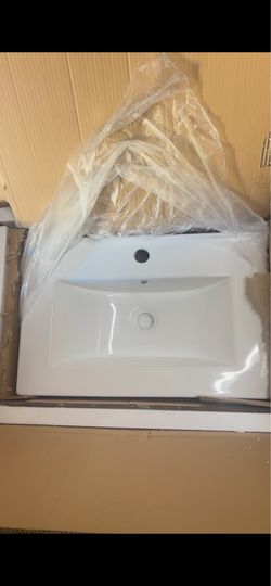 Ceramic Rectangular Vanity Top in White,24”x16”   Code 410-1  $40