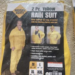 Western Safety 2pc yellow rain suit M, L, L size 