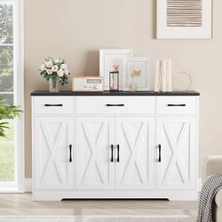 55.1'' Sideboard with 3 Drawers, Adjustable Shelves
