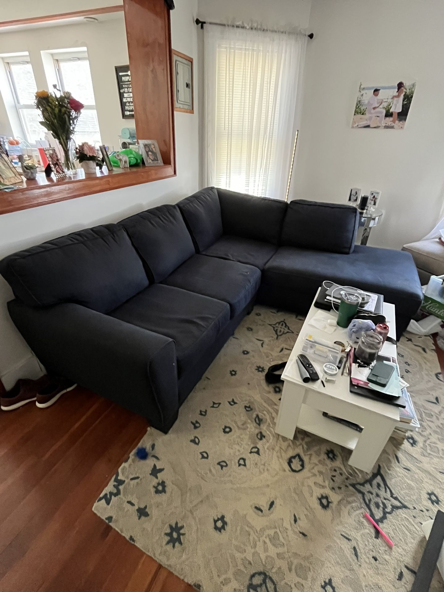 L Shaped Navy Blue Couch