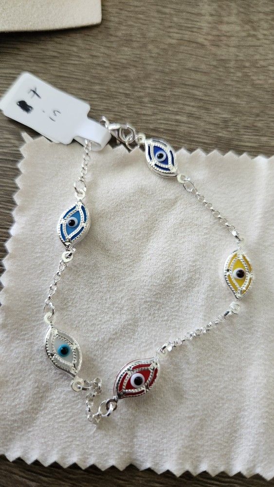 925 Sterling Silver Evil Eye Bracelet