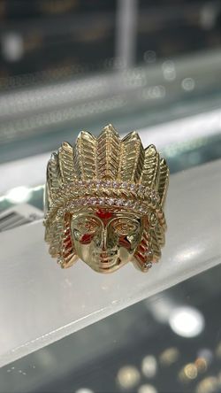 10k yellow gold indian head ring size 11/10.3g