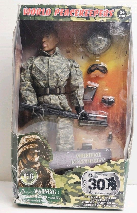 NEW World Peacekeepers Airborne Infantryman ACTION FIGURE AFRICAN BLACK KEN DOLL