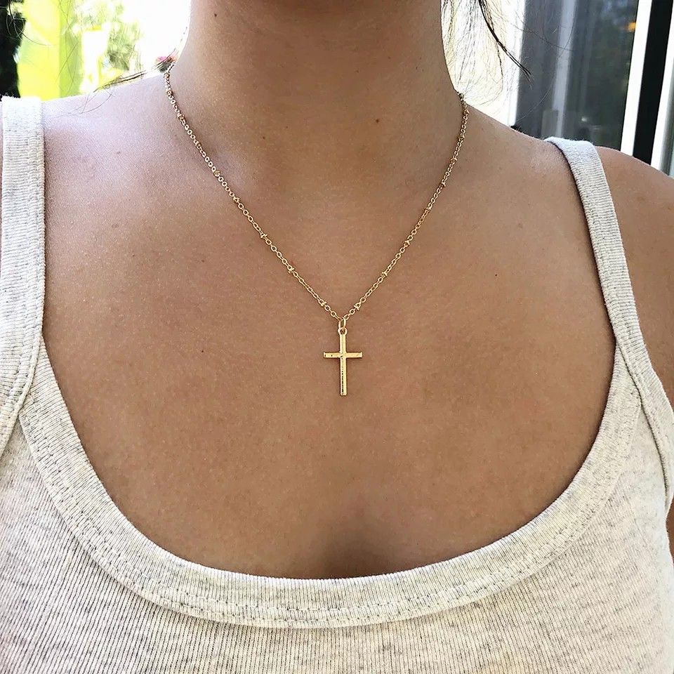 Small Gold Cross choker necklace