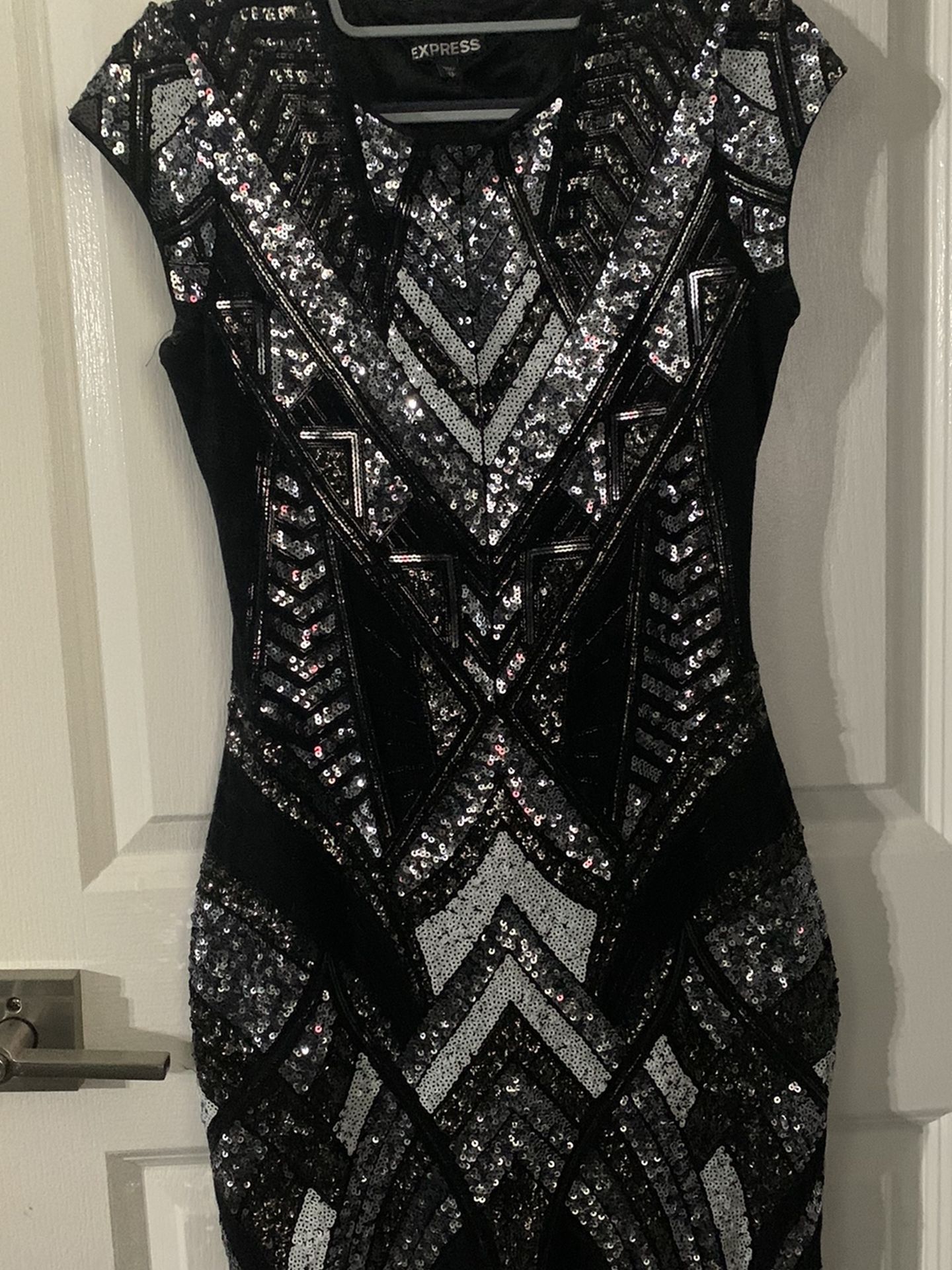 Sequin embellished cap sleeve dress