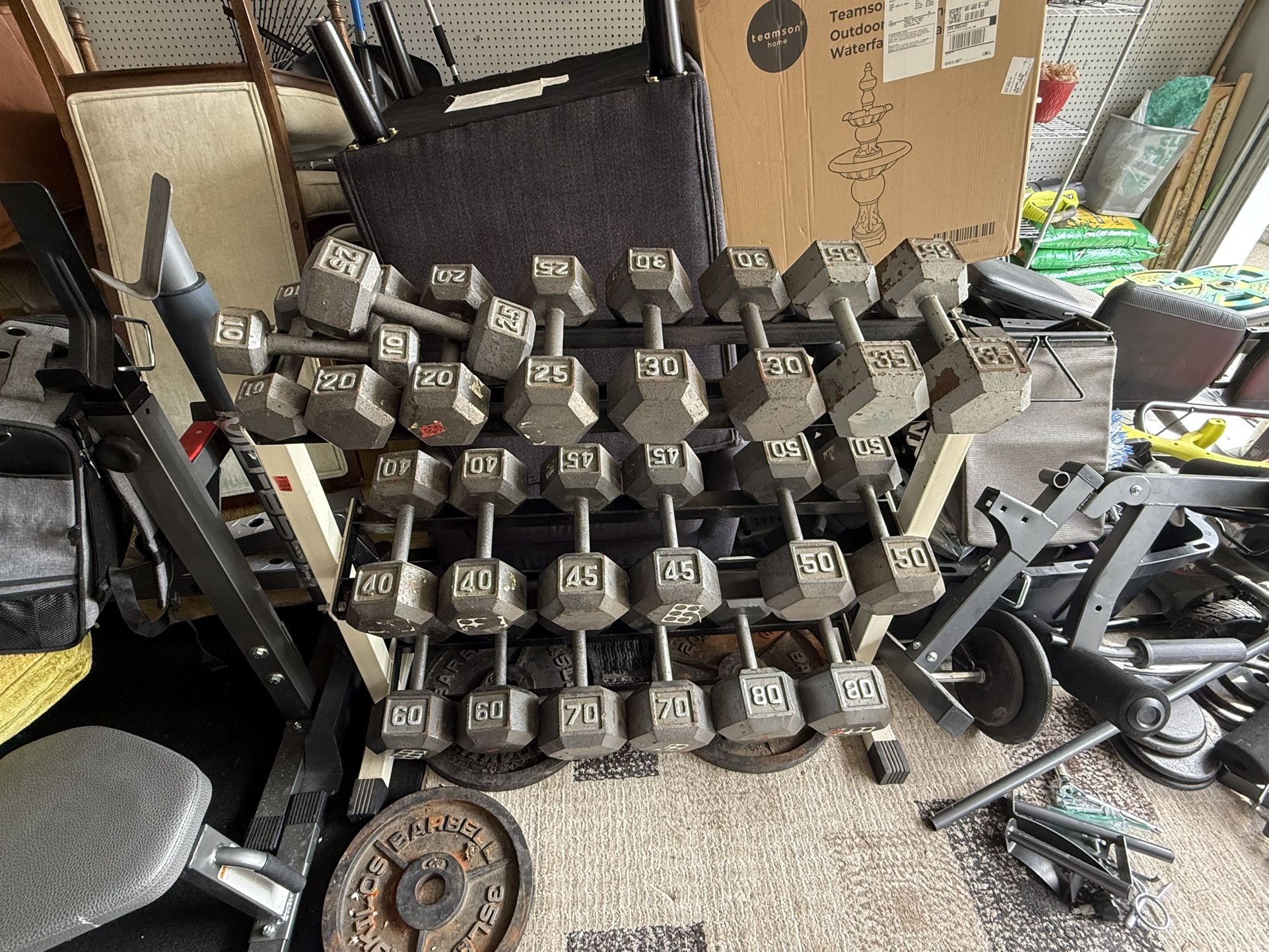 930 LBS Cast Iron Dumbbells Set With Rack