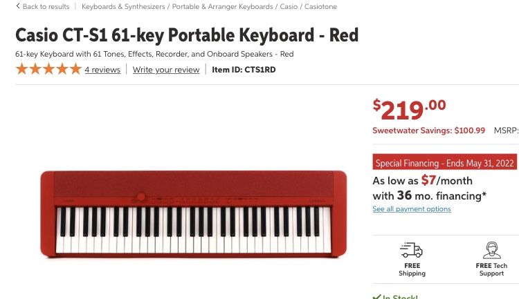 Casiotone CT-S1 Red