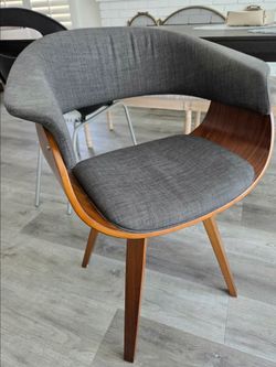 Armen living modern chair in charcoal fabric & walnut wood