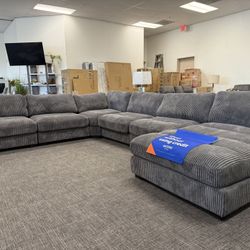 Huge Gray 6 Pc Sofa Sectional Set W/ Chaise - EZ $10 Down Payment Options Available 