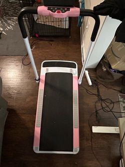 Pink and White Compact Electric Treadmill
