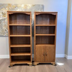 TWO 72” Tall Bookshelves With 5 Adjustable Shelves- Bookcases With Trim Molding  