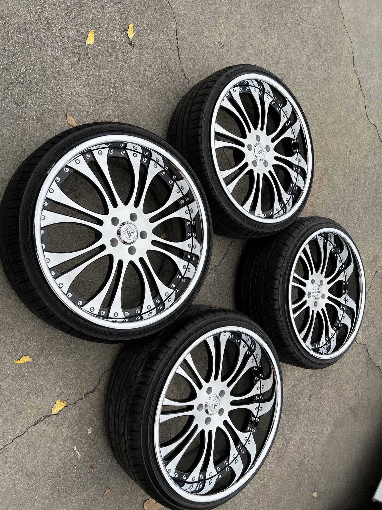22” Asantis 2pc Rims Wheels Tires…Forgiato Forgis Asanti Dub Staggered Mht Foose