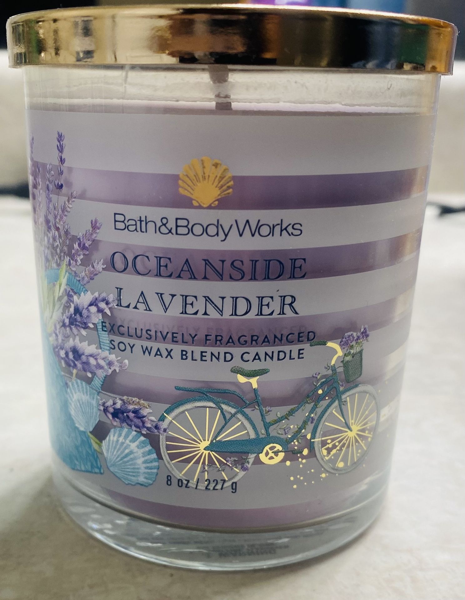 Bath and Body Works Oceanside Lavender 3 Wick Candle -NEW!