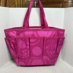 Thirty-One Pink Circle Spiral Small Tote with Pockets