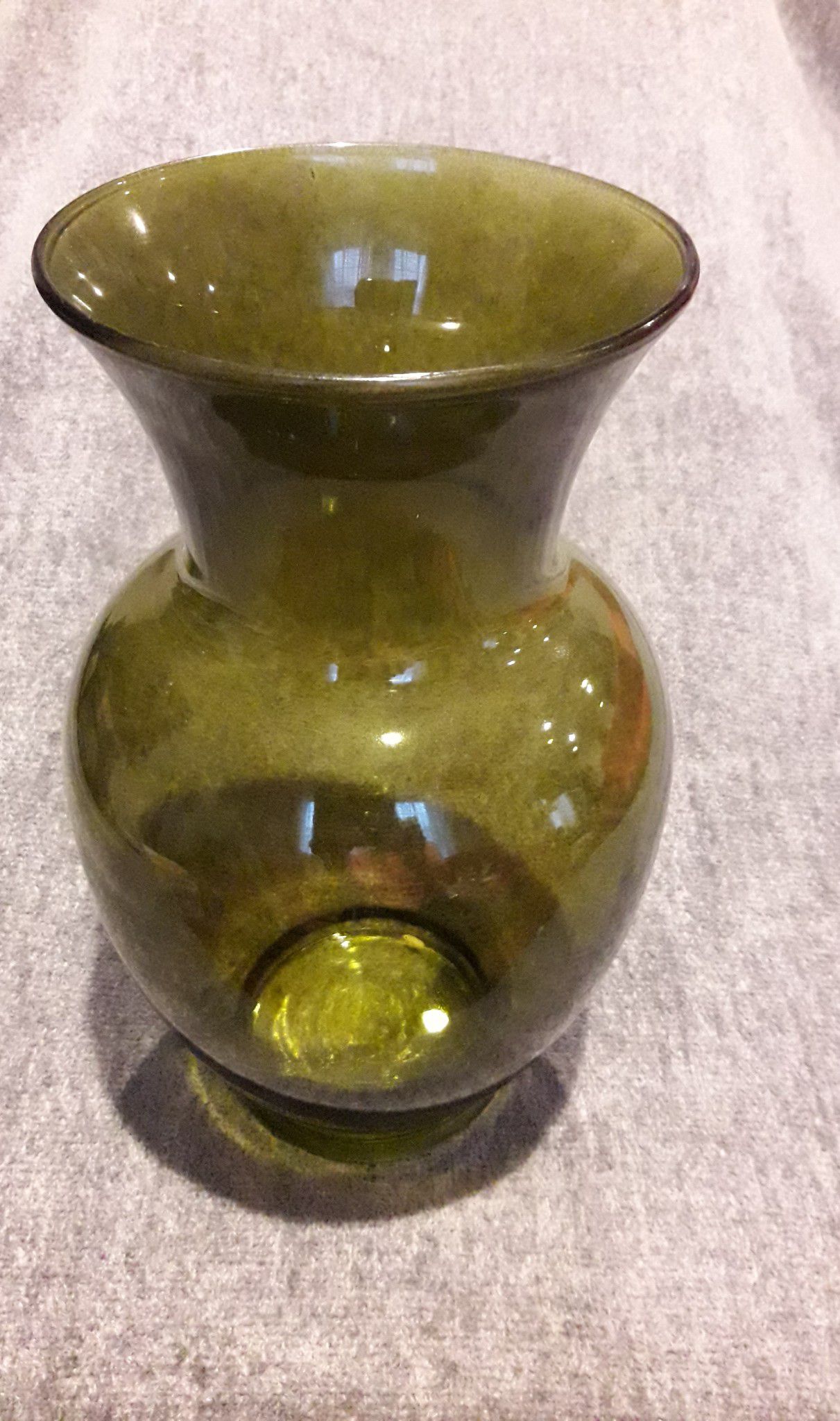 Large green olive vase