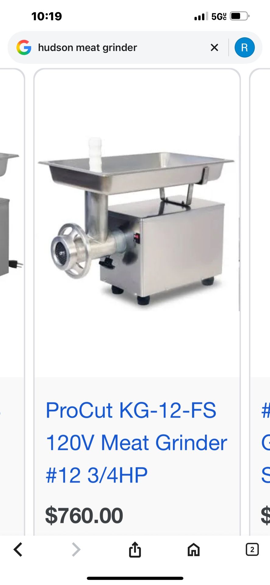 Hudson Meat Grinder 120 V