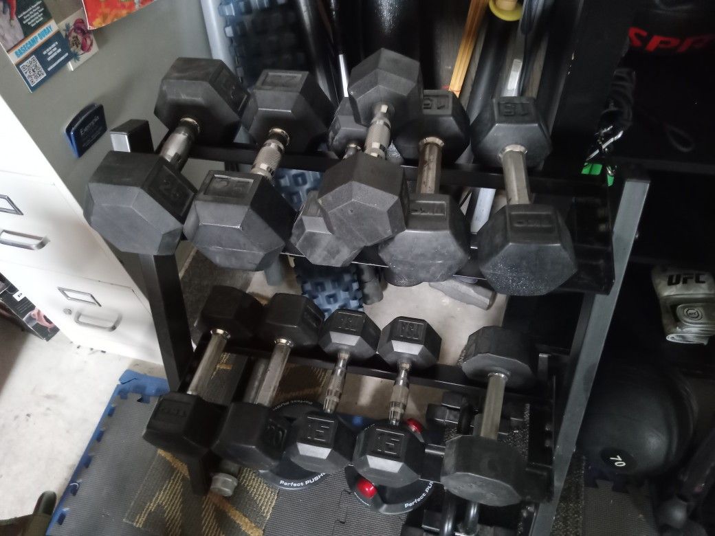 Set Of Dumbbells With Rack