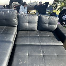 Faux Leather Black Couch