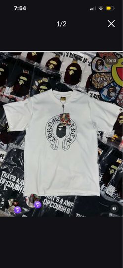 Size-M White and black bape x chrome heart