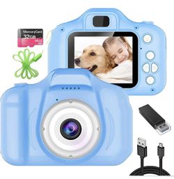 Kids Camera, Digital Camera for Kids Age 3-8, Toddler Toys 2.0 inch IPS Screen with 32G SD Card, Perfect Small Size (Blue)