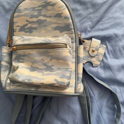 Army Cameo Blue Mini Backpack 