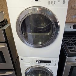 GE 24" Wide Apartment Size Front Loading Washer And Stackable Electric 220volt Dryer Set 
