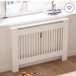Tall Vertical Slats Radiator Cover Wood Cabinet Modern Radiators Shelf Thicken White