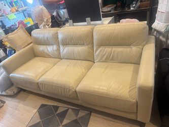 Beige leather sofa