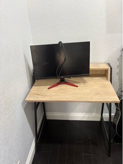 Desk and monitor