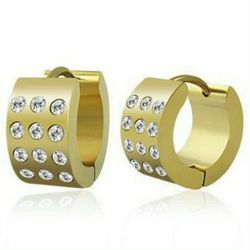 Gold plated crystal stainless steel hoops