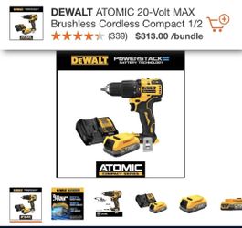 DEWALT ATOMIC 20-Volt MAX Brushless Cordless Compact 1/2 in. Hammer Drill (Tool-Only) w/20V POWERSTACK Compact Battery Kit