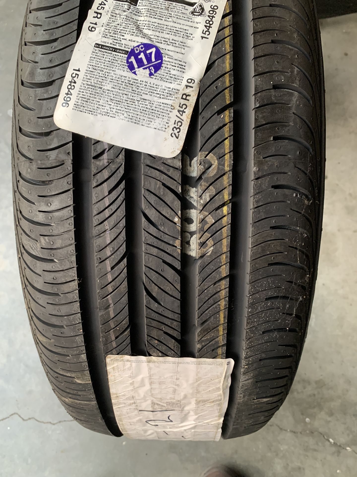 1 new continental contipro contact tire , 235/45/19