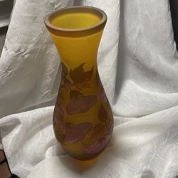 Galle Style Art Nouveau Cameo Glass Floral Vase,