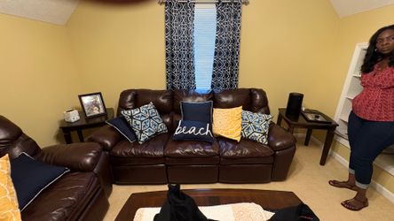 Leather sofa and love seat