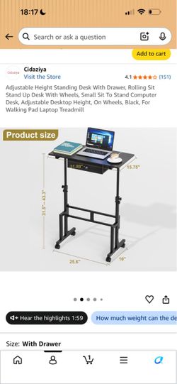 Adjustable Standing Desk with Wheels