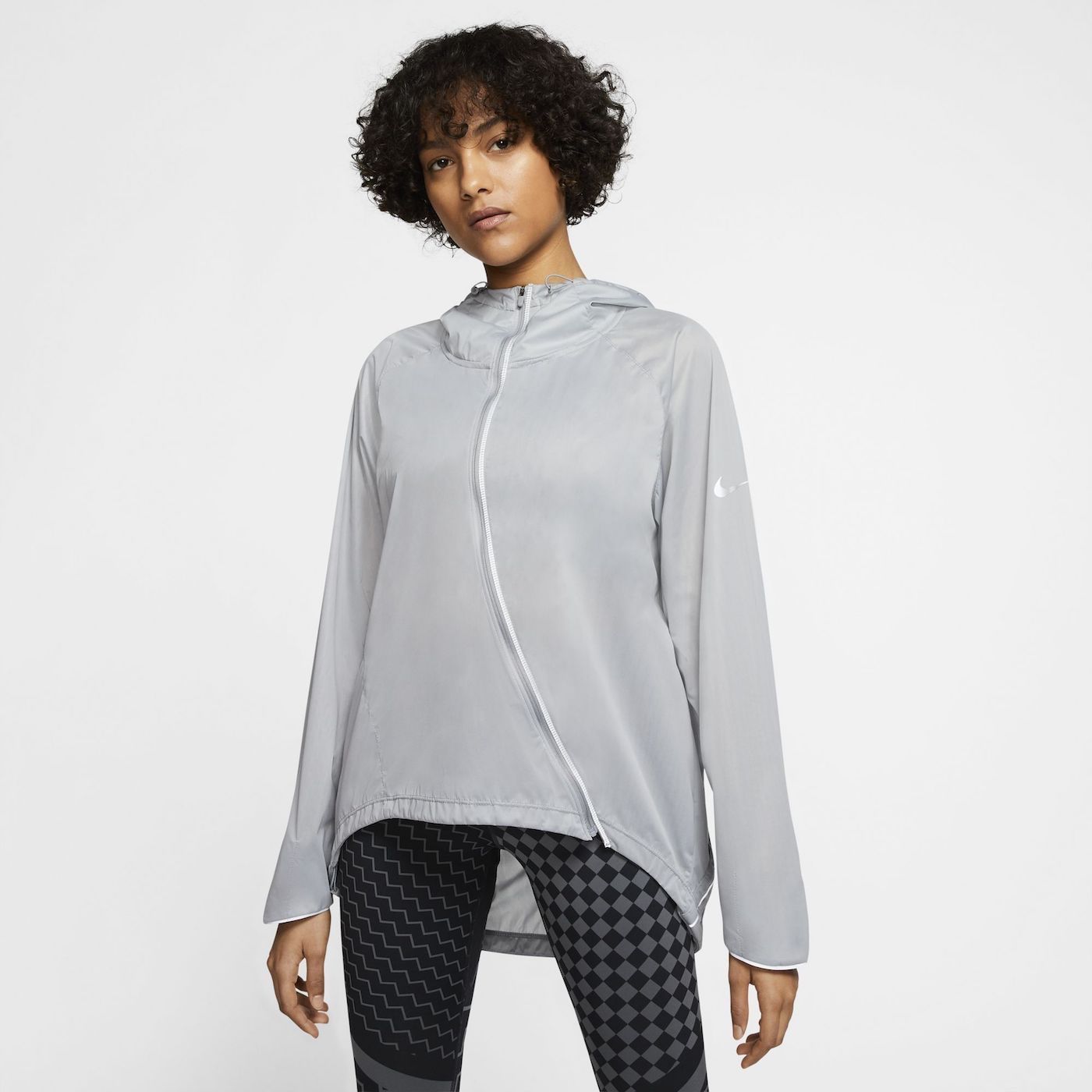 Nike Womens Shield Running Jacket Grey Runaway Reflective
