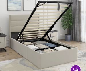 Twin Storage Bed + 14” Lucid Memory Foam Mattress – Good Condition