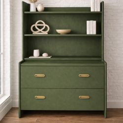 Green Hutch Dresser – Solid Wood, 2 Piece, Tons of Storage