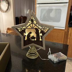 Battery Lighted Nativity Scene Christmas Tree Topper